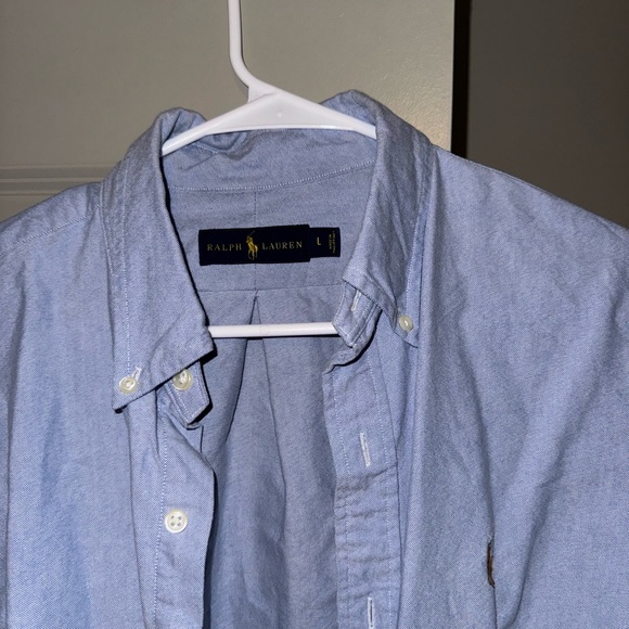 Large Blue Ralph Lauren Blake 100% Cotton Button Down long sleeve shirt Sz Large - Picture 2 of 3